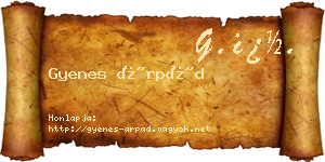 Gyenes Árpád névjegykártya